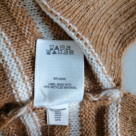 NWT Style & Co. Womens Caramel Kiss Brown Drop Shoulder Stripped Sweater Size L - Picture 8 of 8